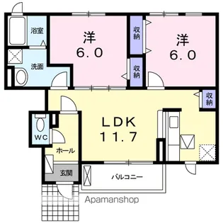 ラ・フランセ B【1階】の間取り